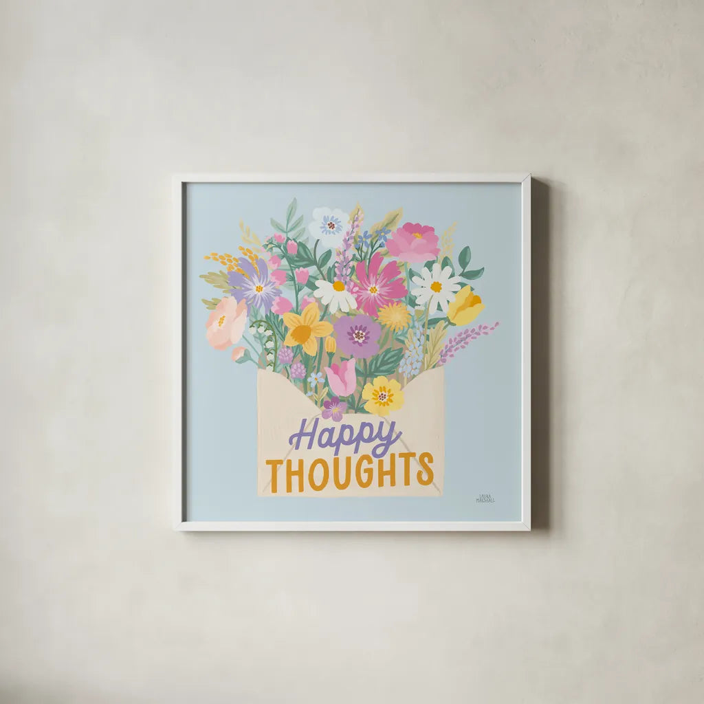 Spring Meadow VIII by Laura Marshall. Shown in a crisp white glass frame for a clean and minimalist style. Available as an archival giclee rolled canvas, fine art paper, or poster print. SKU 86158a.