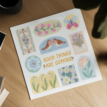 Spring Meadow X by Laura Marshall. Shown as a detailed flat fine art print, highlighting archival giclee quality. Available as an archival giclee rolled canvas, fine art paper, or poster print. SKU 86160a.