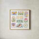 Spring Meadow XI by Laura Marshall. Shown in a natural wood glass frame for a timeless modern aesthetic. Available as an archival giclee rolled canvas, fine art paper, or poster print. SKU 86161a.