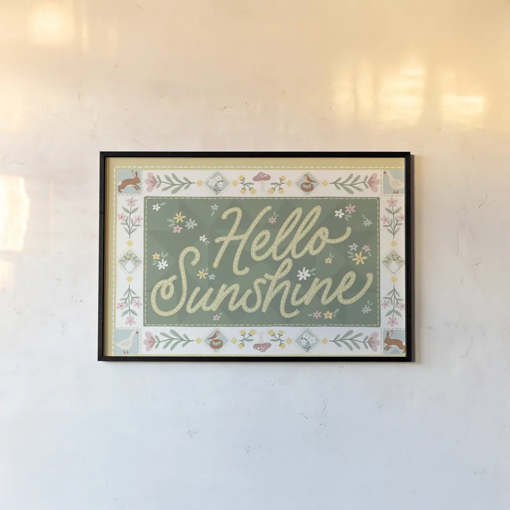 Spring Whimsy Bright I by Laura Marshall. shown as a paper print in a black flame. Available as a archival giclee rolled canvas, fine art paper, or poster print. SKU 98069i.