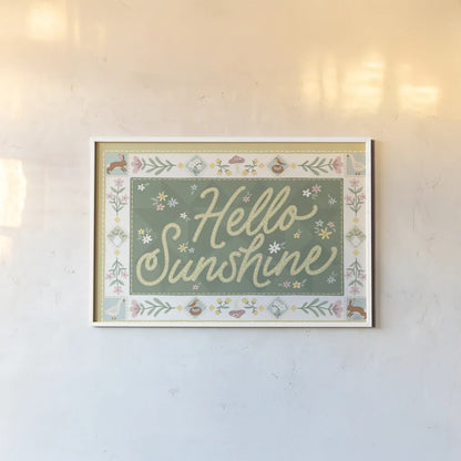 Spring Whimsy Bright I by Laura Marshall. shown as a paper print in a white frame. Available as a archival giclee rolled canvas, fine art paper, or poster print. SKU 98069i.