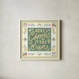 Spring Whimsy Bright III by Laura Marshall. Shown in a crisp white glass frame for a clean and minimalist style. Available as an archival giclee rolled canvas, fine art paper, or poster print. SKU 98071a.