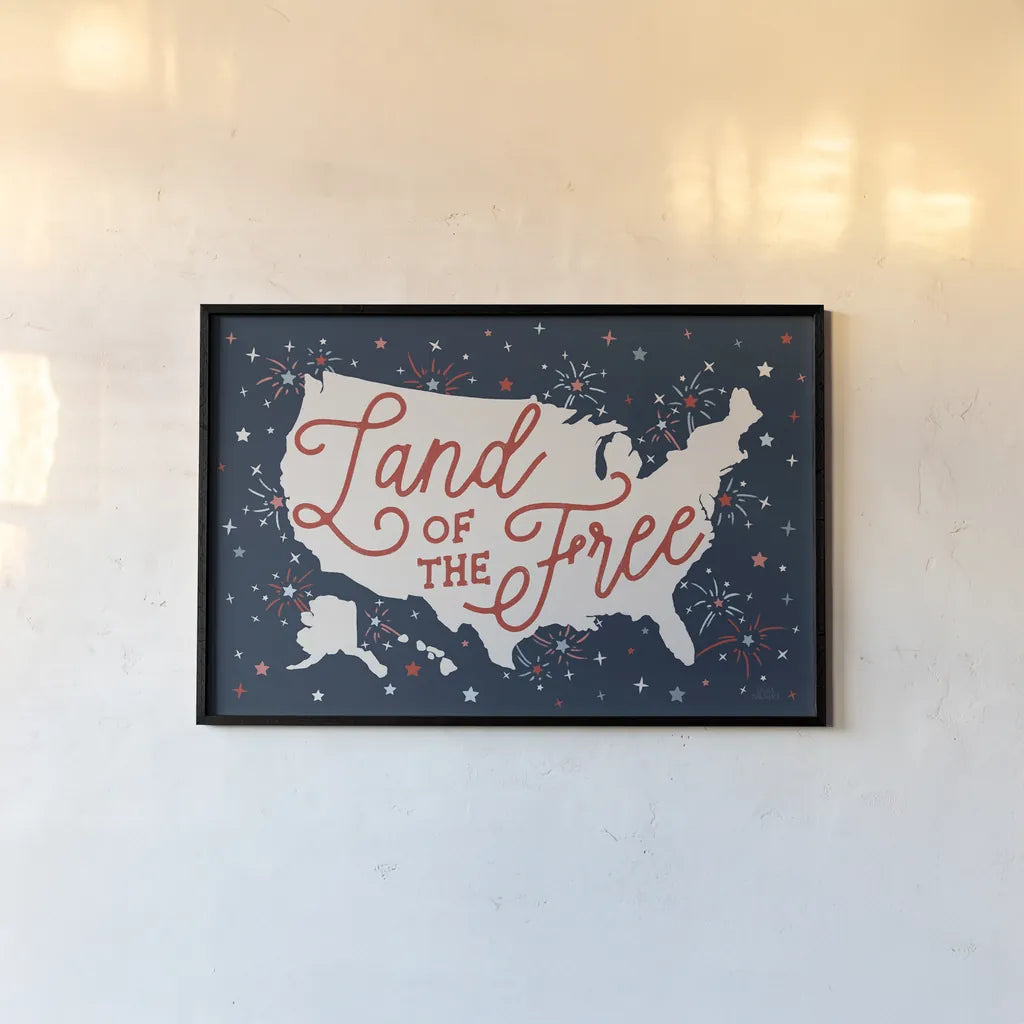 Stars and Stripes I by Laura Marshall. shown as a paper print in a black flame. Available as a archival giclee rolled canvas, fine art paper, or poster print. SKU 76267i.