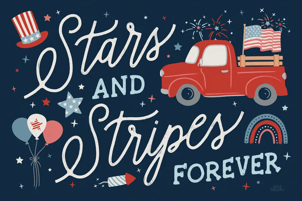 Stars and Stripes II by Laura Marshall. SKU 76268i. Archival Giclee Fine art print for wall decor.