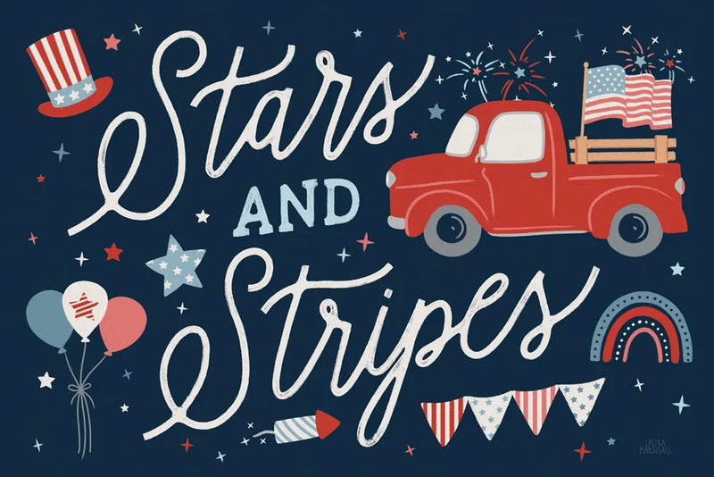 Stars and Stripes II v2 by Laura Marshall. SKU 83643i. Archival Giclee Fine art print for wall decor.