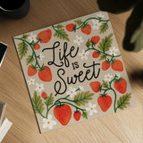 Strawberry Fields II Neutral by Laura Marshall. Shown as a detailed flat fine art print, highlighting archival giclee quality. Available as an archival giclee rolled canvas, fine art paper, or poster print. SKU 87424a.