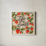 Strawberry Fields II Neutral by Laura Marshall. Shown in a crisp white glass frame for a clean and minimalist style. Available as an archival giclee rolled canvas, fine art paper, or poster print. SKU 87424a.