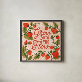 Strawberry Fields III by Laura Marshall. Shown in a sleek black glass frame for a contemporary gallery look. Available as an archival giclee rolled canvas, fine art paper, or poster print. SKU 87179a.