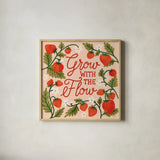 Strawberry Fields III by Laura Marshall. Shown in a natural wood glass frame for a timeless modern aesthetic. Available as an archival giclee rolled canvas, fine art paper, or poster print. SKU 87179a.