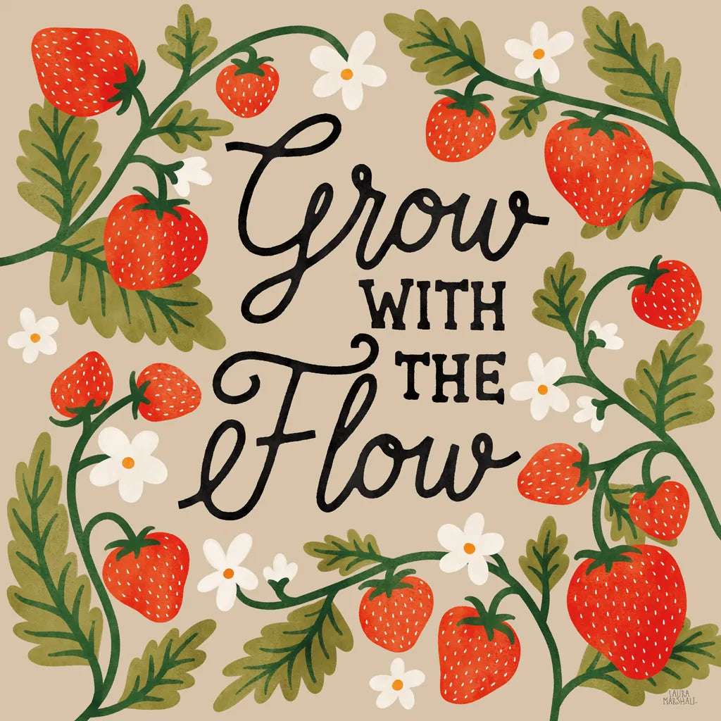 Strawberry Fields III Neutral by Laura Marshall. SKU 87425a. Archival Giclee Fine art print for wall decor.