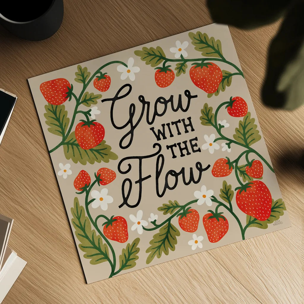 Strawberry Fields III Neutral by Laura Marshall. Shown as a detailed flat fine art print, highlighting archival giclee quality. Available as an archival giclee rolled canvas, fine art paper, or poster print. SKU 87425a.