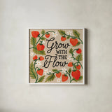 Strawberry Fields III Neutral by Laura Marshall. Shown in a crisp white glass frame for a clean and minimalist style. Available as an archival giclee rolled canvas, fine art paper, or poster print. SKU 87425a.