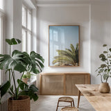 Summer I by Laura Marshall. shown as a print in a natural wood frame in a dining room. Available as a archival giclee rolled canvas, fine art paper, or poster print. SKU 42854h.