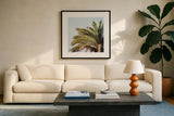 Summer I Crop by Laura Marshall. Displayed in a glass frame with matte in a clean modern living room. Available as an archival giclee rolled canvas, fine art paper, or poster print. SKU 42854a.