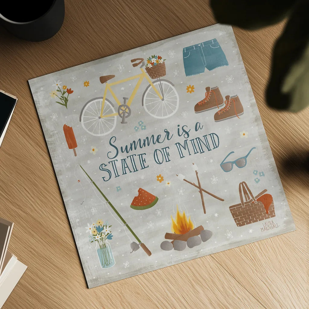 Summer Sunshine I by Laura Marshall. Shown as a detailed flat fine art print, highlighting archival giclee quality. Available as an archival giclee rolled canvas, fine art paper, or poster print. SKU 31212a.