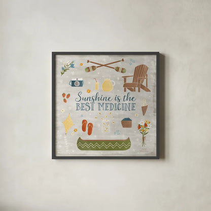 Summer Sunshine II by Laura Marshall. Shown in a sleek black glass frame for a contemporary gallery look. Available as an archival giclee rolled canvas, fine art paper, or poster print. SKU 31213a.