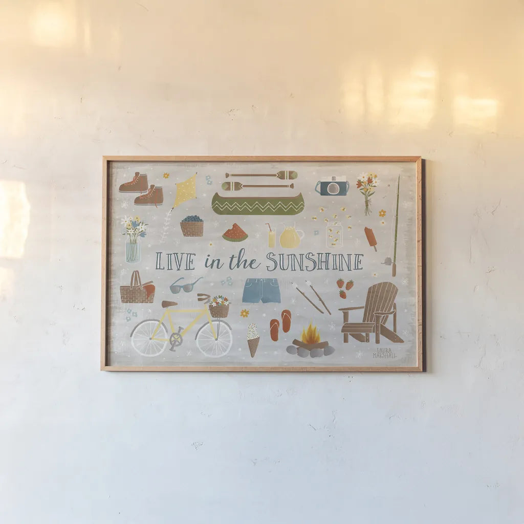 Summer Sunshine III by Laura Marshall. shown as a paper print in a natural frame. Available as a archival giclee rolled canvas, fine art paper, or poster print. SKU 31214i.