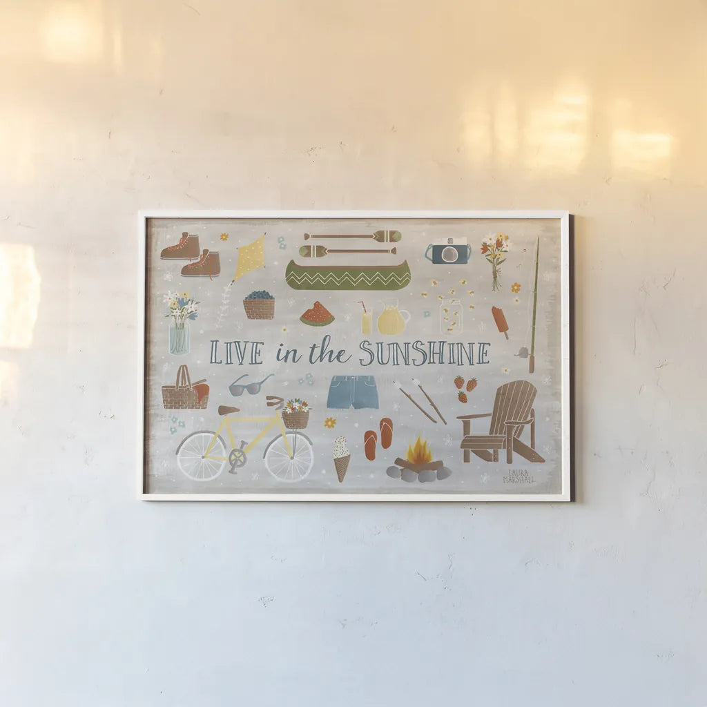Summer Sunshine III by Laura Marshall. shown as a paper print in a white frame. Available as a archival giclee rolled canvas, fine art paper, or poster print. SKU 31214i.