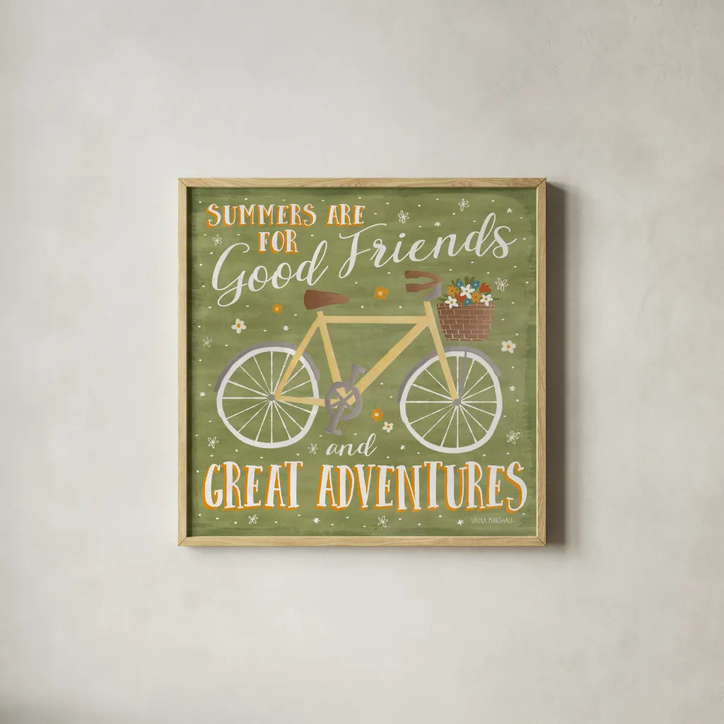 Summer Sunshine IV by Laura Marshall. Shown in a natural wood glass frame for a timeless modern aesthetic. Available as an archival giclee rolled canvas, fine art paper, or poster print. SKU 31215a.