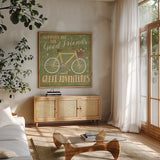 Summer Sunshine IV by Laura Marshall. Shown in a natural wood frame in a cozy modern living room. Available as an archival giclee rolled canvas, fine art paper, or poster print. SKU 31215a.