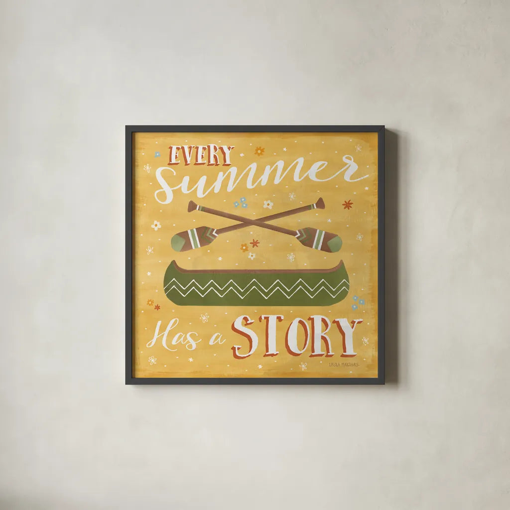 Summer Sunshine VI by Laura Marshall. Shown in a sleek black glass frame for a contemporary gallery look. Available as an archival giclee rolled canvas, fine art paper, or poster print. SKU 31217a.