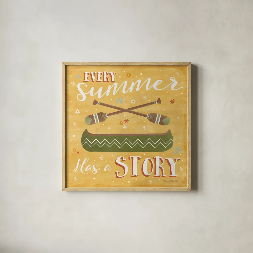 Summer Sunshine VI by Laura Marshall. Shown in a natural wood glass frame for a timeless modern aesthetic. Available as an archival giclee rolled canvas, fine art paper, or poster print. SKU 31217a.