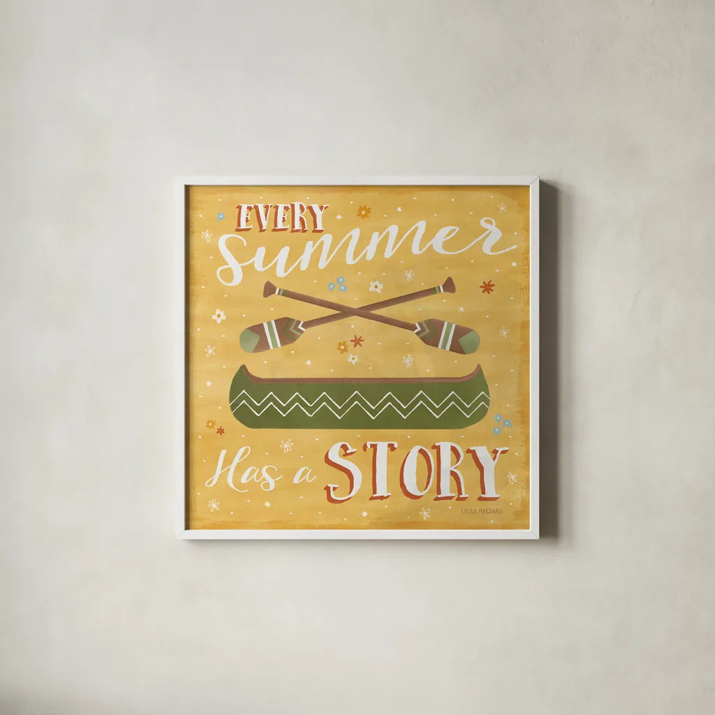 Summer Sunshine VI by Laura Marshall. Shown in a crisp white glass frame for a clean and minimalist style. Available as an archival giclee rolled canvas, fine art paper, or poster print. SKU 31217a.