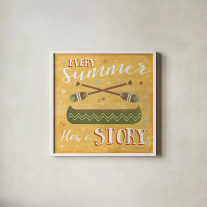 Summer Sunshine VI by Laura Marshall. Shown in a crisp white glass frame for a clean and minimalist style. Available as an archival giclee rolled canvas, fine art paper, or poster print. SKU 31217a.