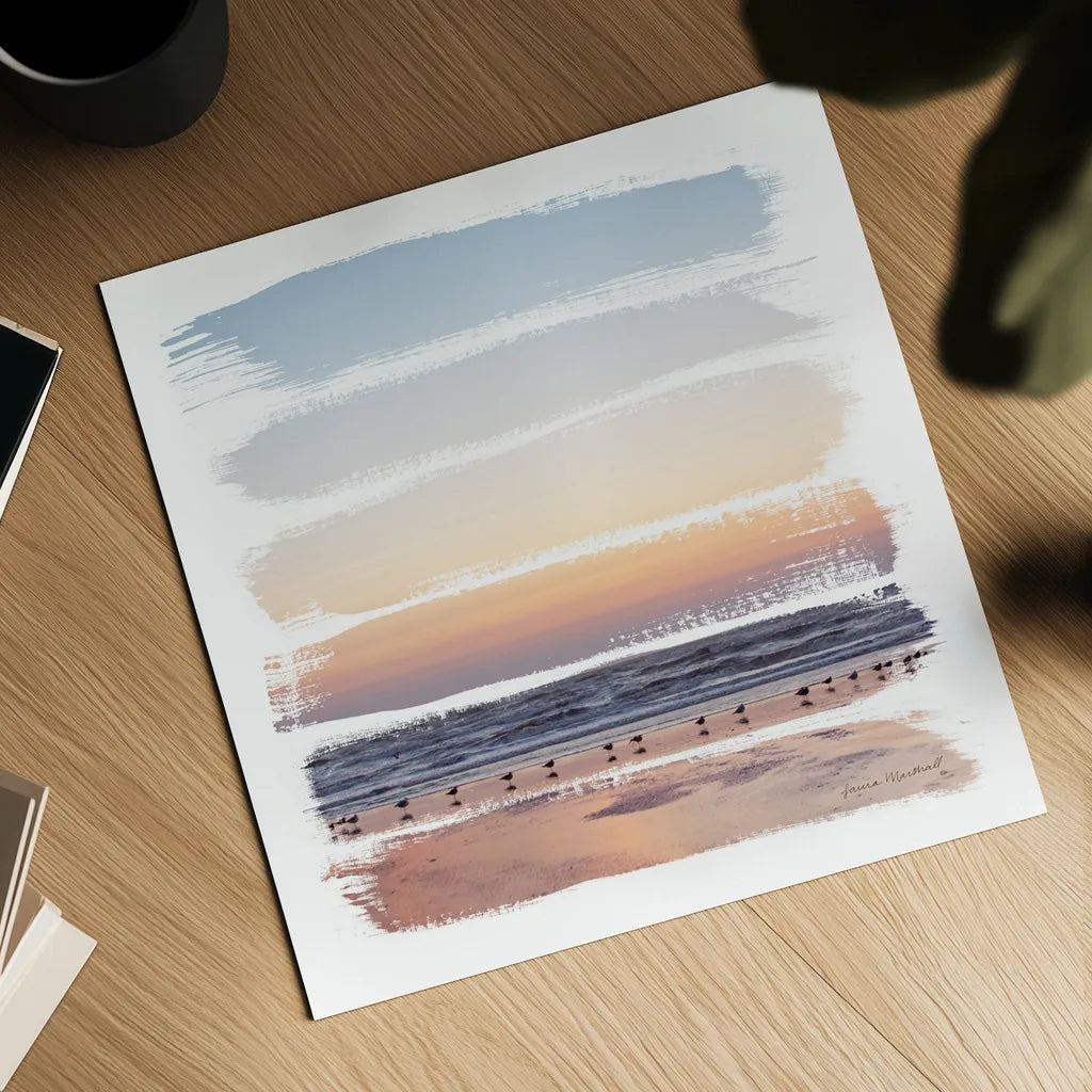 Sunset Stripes I by Laura Marshall. Shown as a detailed flat fine art print, highlighting archival giclee quality. Available as an archival giclee rolled canvas, fine art paper, or poster print. SKU 47188a.