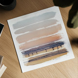 Sunset Stripes II by Laura Marshall. Shown as a detailed flat fine art print, highlighting archival giclee quality. Available as an archival giclee rolled canvas, fine art paper, or poster print. SKU 47189a.