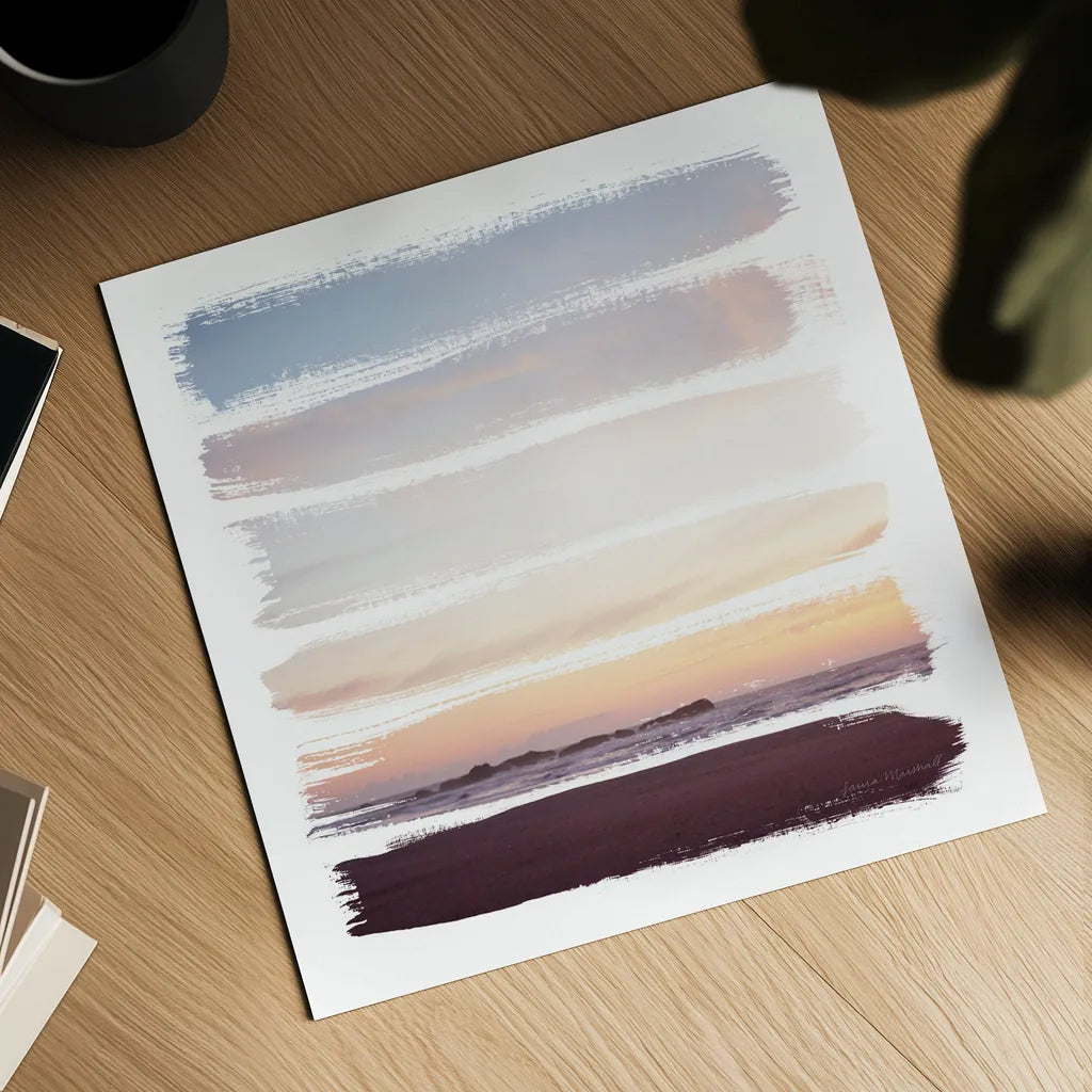 Sunset Stripes III by Laura Marshall. Shown as a detailed flat fine art print, highlighting archival giclee quality. Available as an archival giclee rolled canvas, fine art paper, or poster print. SKU 47190a.