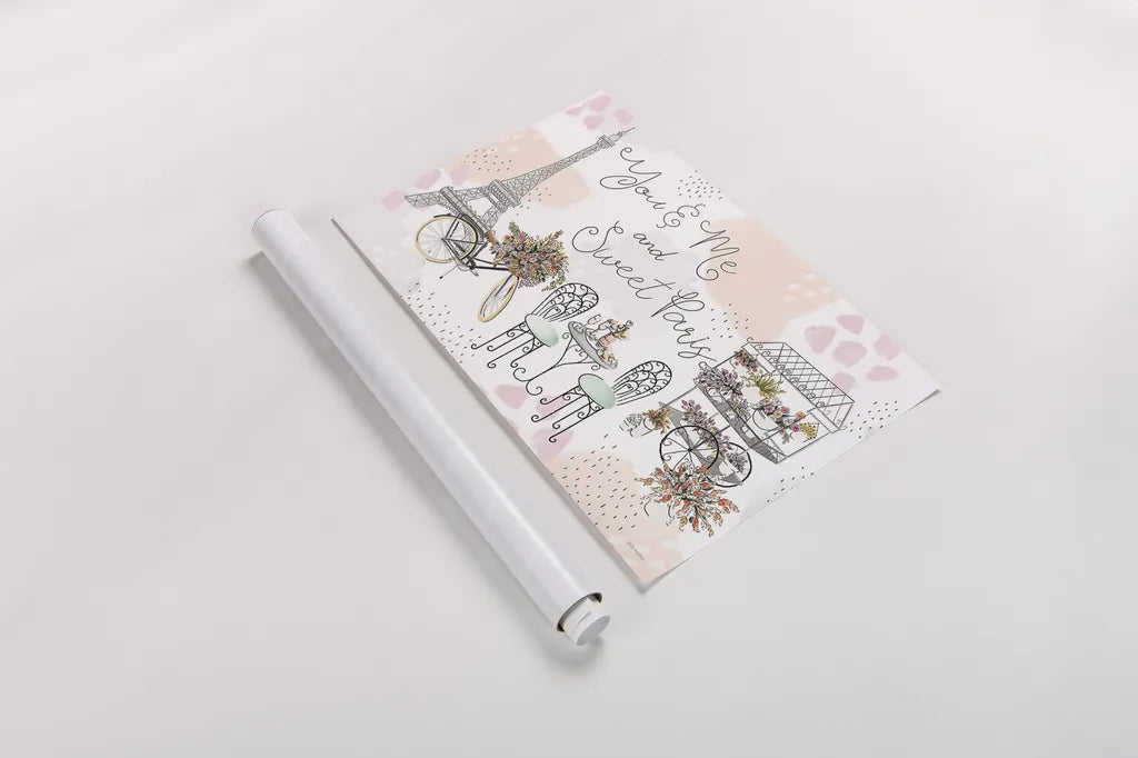 Sweet Paris I by Laura Marshall. shown as a rolled paper print. Available as archival giclee rolled canvas, fine art paper, or poster print. SKU 48940i.