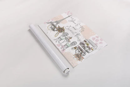 Sweet Paris I by Laura Marshall. shown as a rolled paper print. Available as archival giclee rolled canvas, fine art paper, or poster print. SKU 48940i.