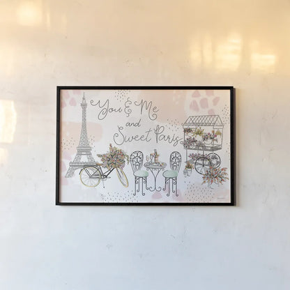 Sweet Paris I by Laura Marshall. shown as a paper print in a black flame. Available as a archival giclee rolled canvas, fine art paper, or poster print. SKU 48940i.