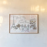 Sweet Paris I by Laura Marshall. shown as a paper print in a natural frame. Available as a archival giclee rolled canvas, fine art paper, or poster print. SKU 48940i.