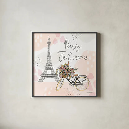 Sweet Paris II by Laura Marshall. Shown in a sleek black glass frame for a contemporary gallery look. Available as an archival giclee rolled canvas, fine art paper, or poster print. SKU 48941a.