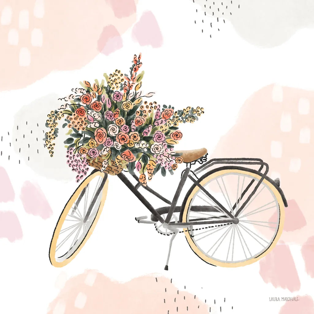 Sweet Paris II Bike by Laura Marshall. SKU 52772a. Archival Giclee Fine art print for wall decor.