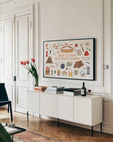 Take a Hike III by Laura Marshall. shown as a framed stretched canvas in a living room above a console. Available as a archival giclee rolled canvas, fine art paper, or poster print. SKU 63708i.