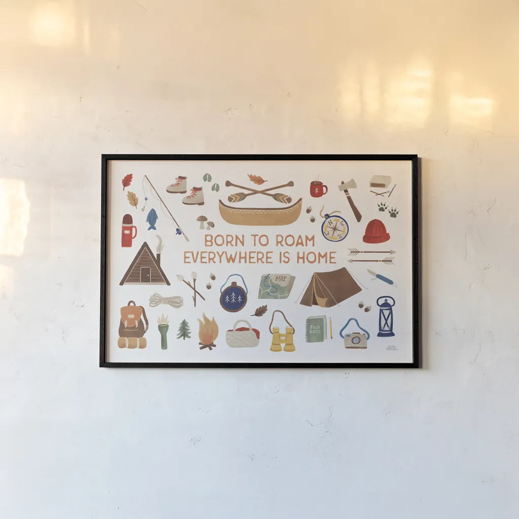 Take a Hike III by Laura Marshall. shown as a paper print in a black flame. Available as a archival giclee rolled canvas, fine art paper, or poster print. SKU 63708i.