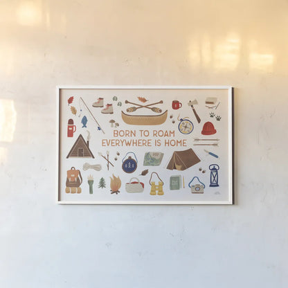 Take a Hike III by Laura Marshall. shown as a paper print in a white frame. Available as a archival giclee rolled canvas, fine art paper, or poster print. SKU 63708i.