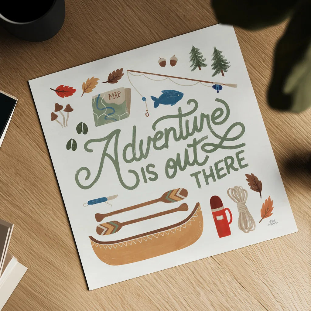 Take a Hike IV by Laura Marshall. Shown as a detailed flat fine art print, highlighting archival giclee quality. Available as an archival giclee rolled canvas, fine art paper, or poster print. SKU 63709a.