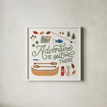 Take a Hike IV by Laura Marshall. Shown in a crisp white glass frame for a clean and minimalist style. Available as an archival giclee rolled canvas, fine art paper, or poster print. SKU 63709a.