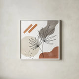 Terracotta Tropics II by Laura Marshall. Shown in a crisp white glass frame for a clean and minimalist style. Available as an archival giclee rolled canvas, fine art paper, or poster print. SKU 56531a.