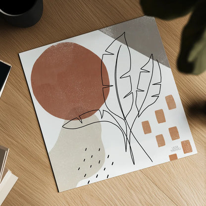 Terracotta Tropics IV by Laura Marshall. Shown as a detailed flat fine art print, highlighting archival giclee quality. Available as an archival giclee rolled canvas, fine art paper, or poster print. SKU 56533a.