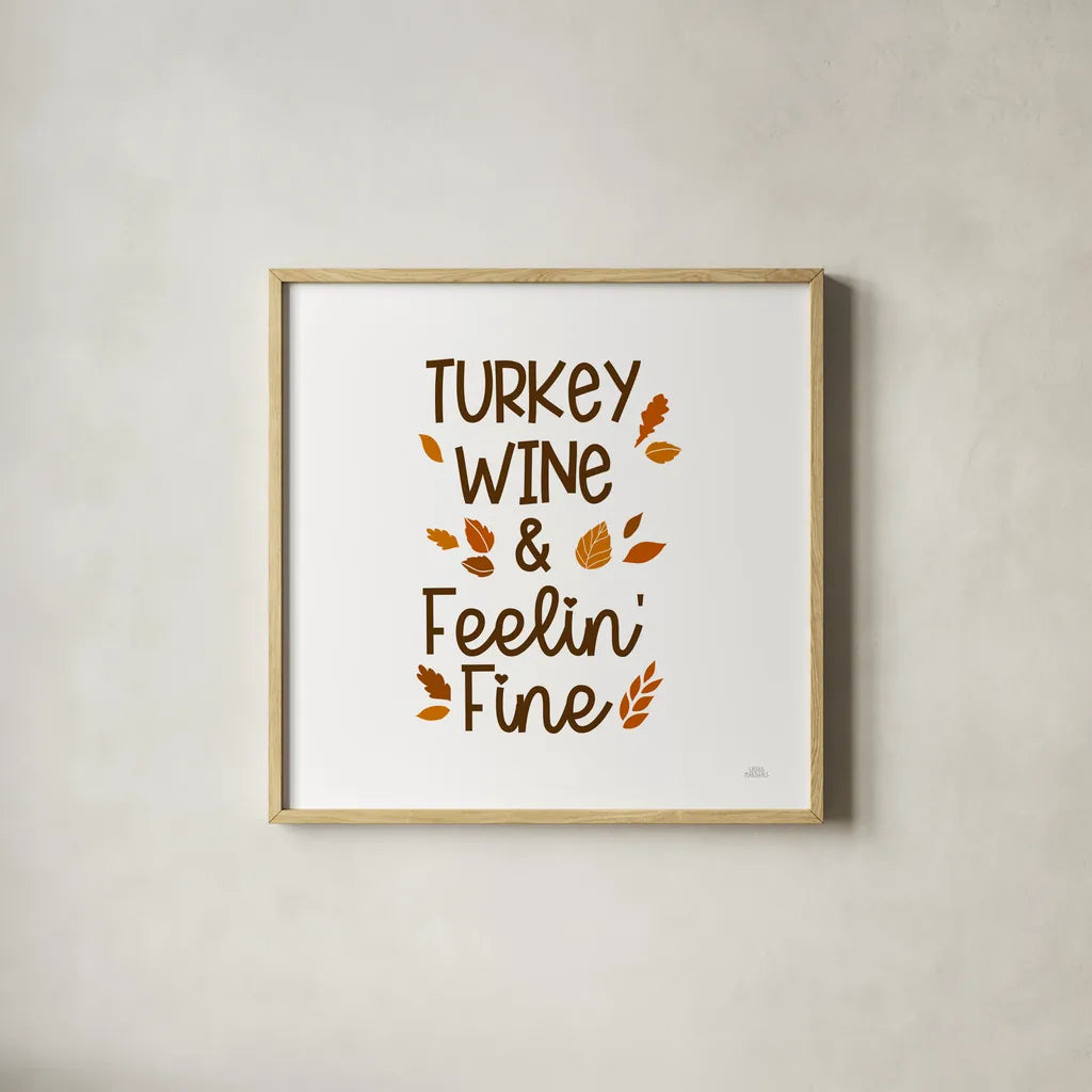 Thanksgiving Typography III by Laura Marshall. Shown in a natural wood glass frame for a timeless modern aesthetic. Available as an archival giclee rolled canvas, fine art paper, or poster print. SKU 89713a.