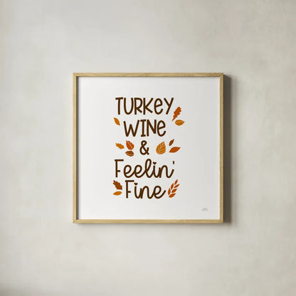 Thanksgiving Typography III by Laura Marshall. Shown in a natural wood glass frame for a timeless modern aesthetic. Available as an archival giclee rolled canvas, fine art paper, or poster print. SKU 89713a.