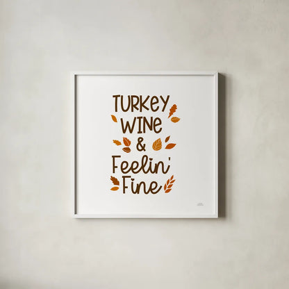 Thanksgiving Typography III by Laura Marshall. Shown in a crisp white glass frame for a clean and minimalist style. Available as an archival giclee rolled canvas, fine art paper, or poster print. SKU 89713a.