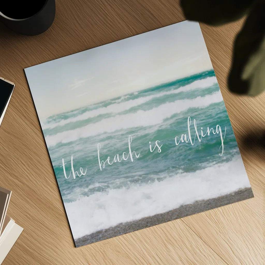 The Beach is Calling by Laura Marshall. Shown as a detailed flat fine art print, highlighting archival giclee quality. Available as an archival giclee rolled canvas, fine art paper, or poster print. SKU 21117a.