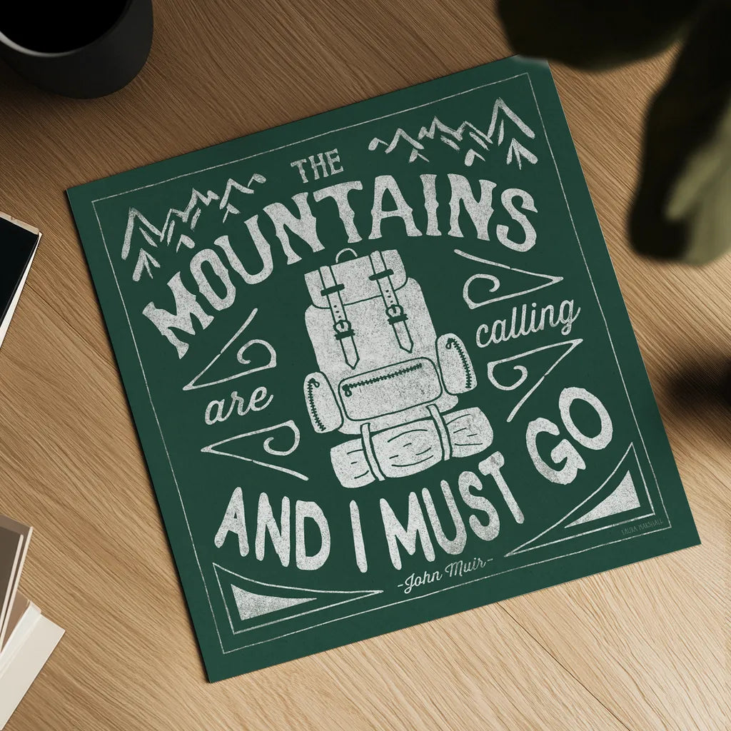 The Great Outdoors IX Forest Green by Laura Marshall. Shown as a detailed flat fine art print, highlighting archival giclee quality. Available as an archival giclee rolled canvas, fine art paper, or poster print. SKU 63504a.