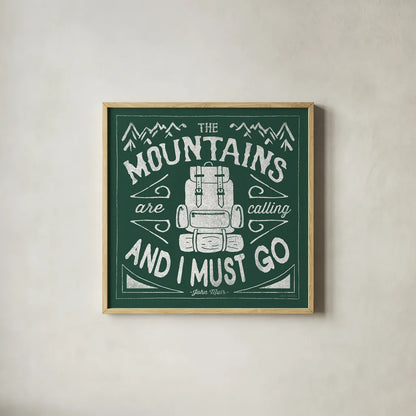 The Great Outdoors IX Forest Green by Laura Marshall. Shown in a natural wood glass frame for a timeless modern aesthetic. Available as an archival giclee rolled canvas, fine art paper, or poster print. SKU 63504a.